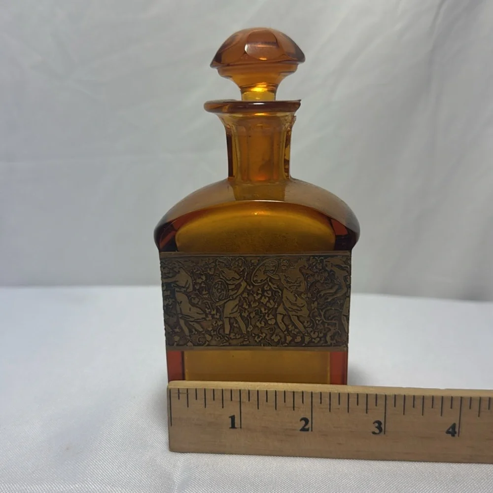 Moser Signed Art Nouveau Amber Glass Decorative Bottle - Picture 13 of 14